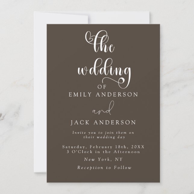 Taupe Modern Elegance Moda Invitación a la boda (Anverso)