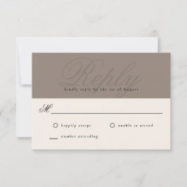 Taupe Modern Elegant Minimal Monograma RSVP