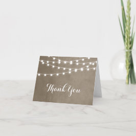 Taupe String Lights Boda Gracias Tarjeta
