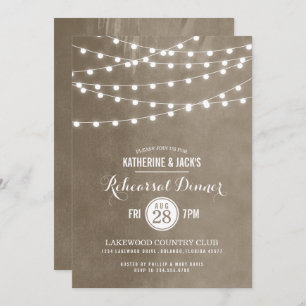 Taupe String Lights Ensayo Invitación a la cena