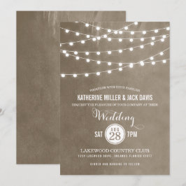 Taupe String Luces Invitación a la boda