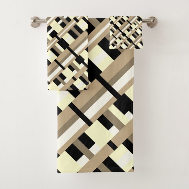 Taupe, Tan, negro, blanco moderno diagonal (In situ)