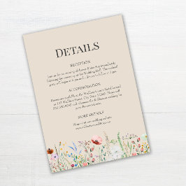 Taupe Wildflowers Boda Detalles Tarjeta de Gabinet