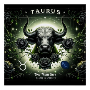 Tauro "arraigado en la fuerza" Poster brillante