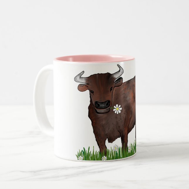 Tauro bonito Bull y taza del zodiaco de las (Anverso izquierdo)