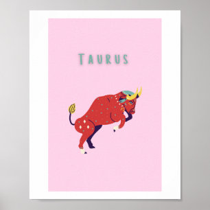 Tauro rosa, impresión de signo zodiacal, signo est