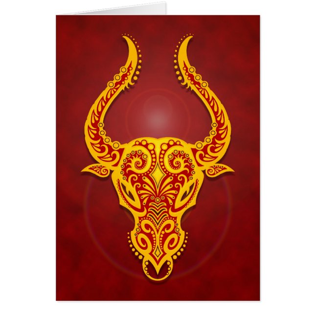 Tauro tribal rojo de oro complejo (Frente)