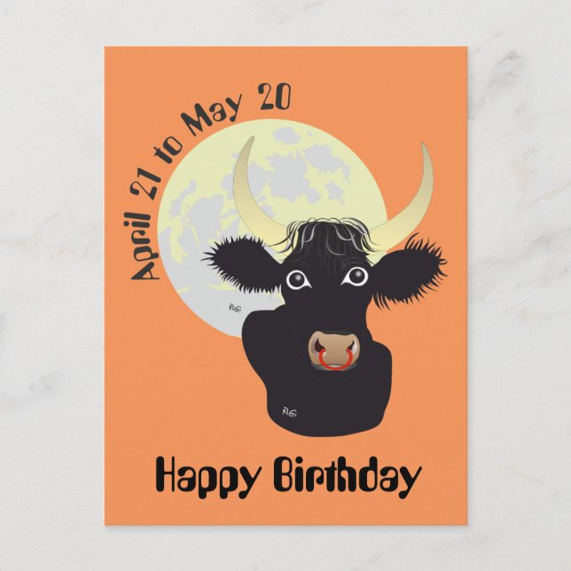 Taurus 21 de abril a 20 de mayo postales (Anverso)