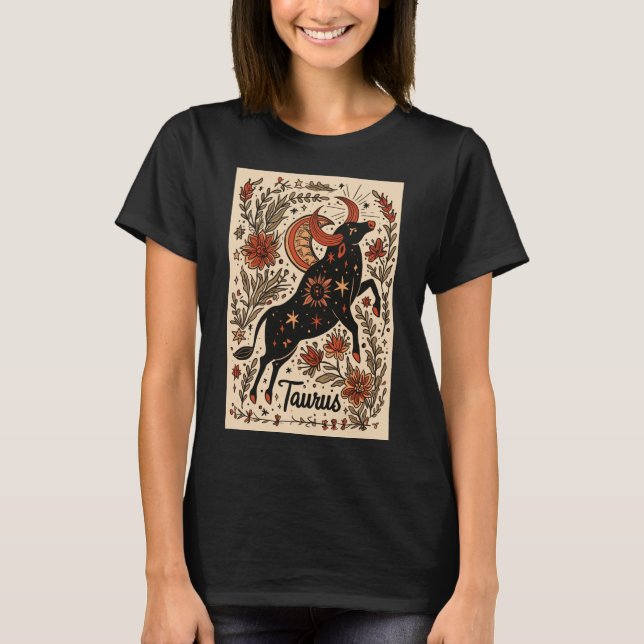 Taurus - Arte celestial Zodiaco de camiseta (Anverso)