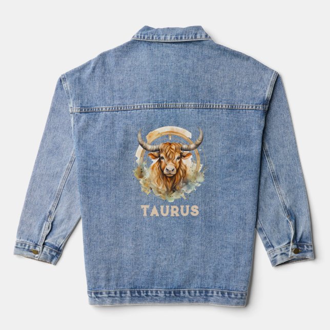 Taurus la Chaqueta de Denim Femenino Bull Zodiac (Reverso )