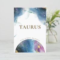 Taurus Table Rótulo Tarjeta temática de acuarela c