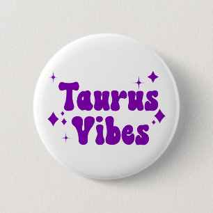 Taurus Vibes Zodiac Astrología Botón Estrellas Púr