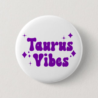 Taurus Vibes Zodiac Astrología Botón Estrellas Púr