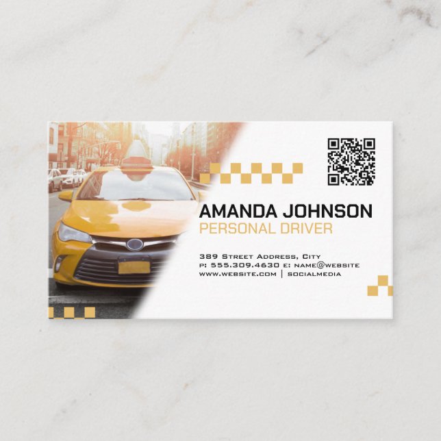 Taxi | Cangrejo amarillo | Tarjeta de presentación (Anverso)