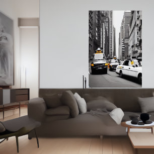 Taxi en la ciudad   Poster de arte de IA