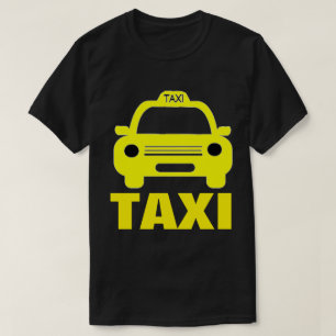 Taxi y texto sobre la camiseta oscura básica masc