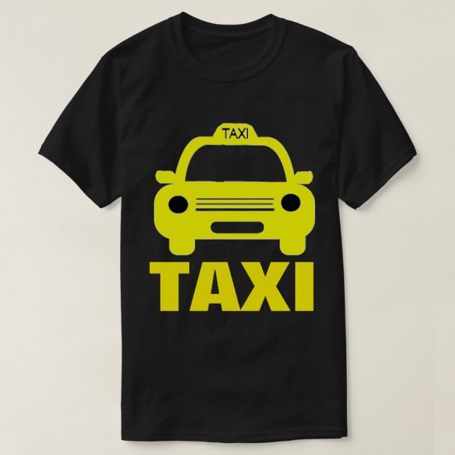 Taxi y texto sobre la camiseta oscura básica mascu (Diseño del anverso)