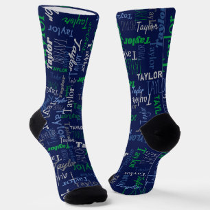 Taylor nombre personalizado calcetines grises verd