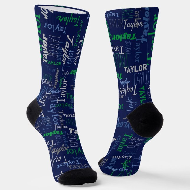 Taylor nombre personalizado calcetines grises verd (Angular)