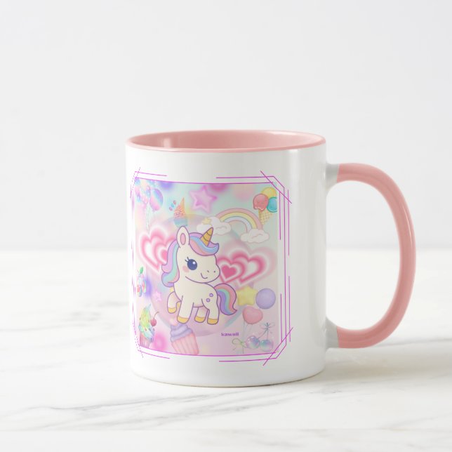 TAZA かわいいピンクのゆるふわユニコーン♡ (Derecha)