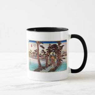 Taza 吉 原 宿, 広 Yoshiwara-juku, Hiroshige, Ukiyo-e