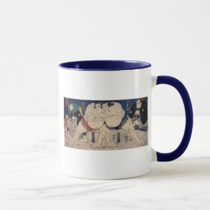 Taza 相撲, lucha de sumo del 国芳, Kuniyoshi, Ukiyo-e