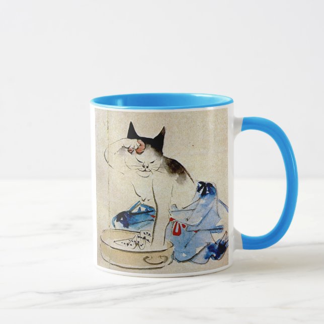 Taza 顔を洗う猫, lavado de la cara del gato del 広重, (Derecha)