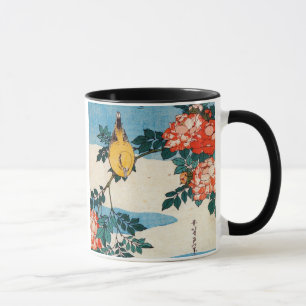 Taza 黄 鳥 と 薔 薇, 北 Rosa y pájaro amarillo, Hokusai, Ukiy