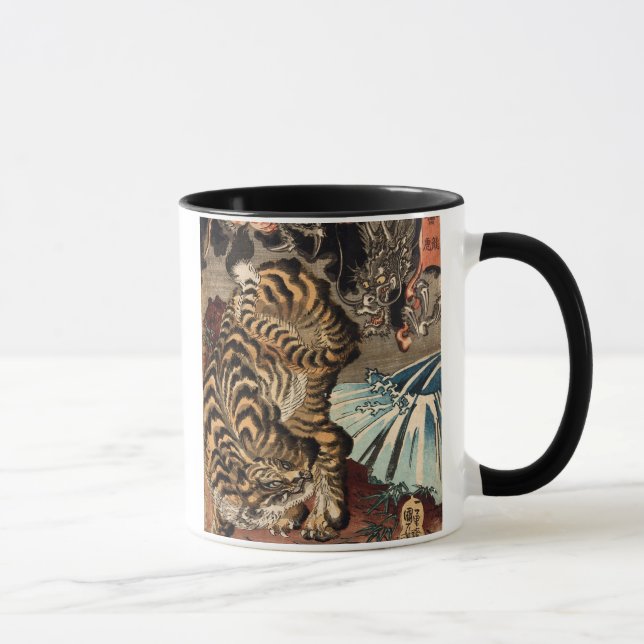 Taza 龍虎, tigre y dragón, Kuniyoshi, Ukiyo-e del 国芳 (Derecha)