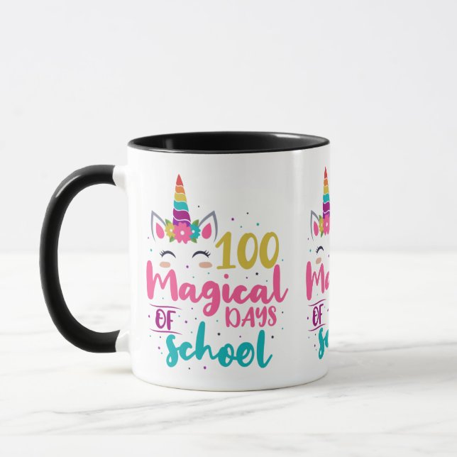 Taza 100 Mágicos Días Escolares De Unicornio (Izquierda)