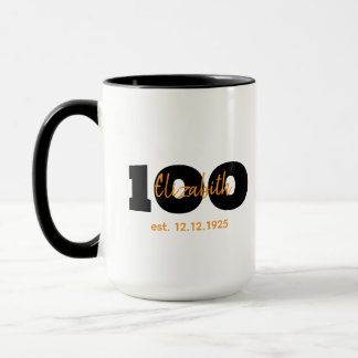 Taza 100th Birthday Mug,Milestone Gift,Name & Date