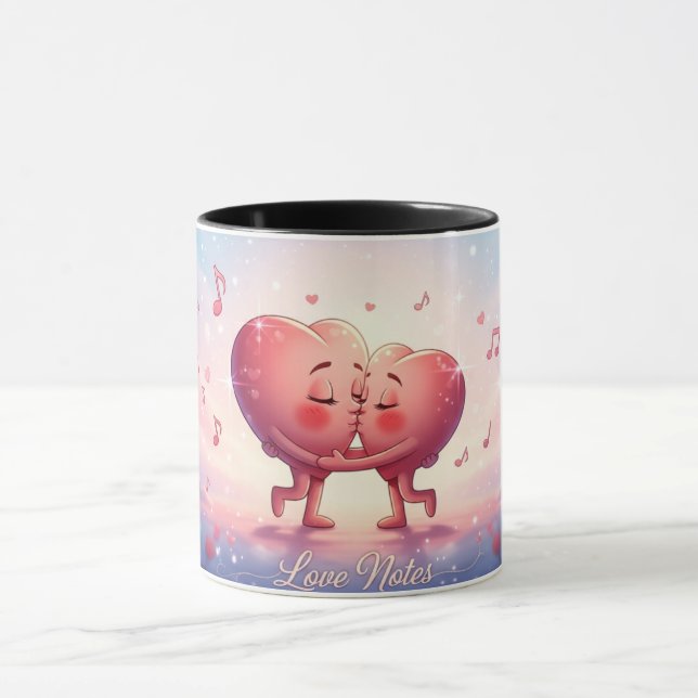 Taza 11oz Mug Kissing Hearts “Love Notes” Cute mug (Centro)