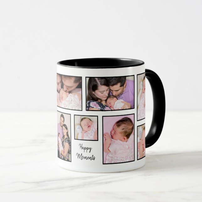 Taza 12 Fotos Collage Happy Moments Special Times Texto (Anverso derecho)
