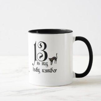 Taza 13 es mi número afortunado/gato negro
