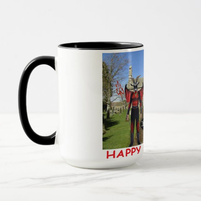 Taza 15 oz dos tonos de taza. Diablos de Halloween (Izquierda)