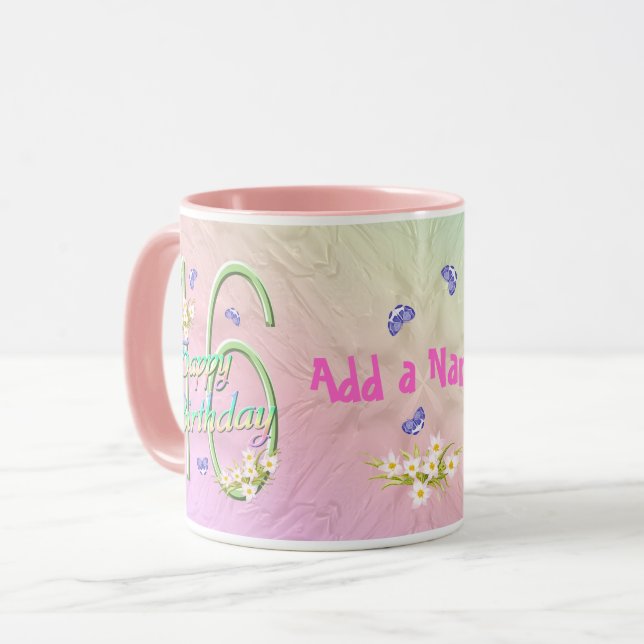 Taza 16.ª matorral de mariposas de cumpleaños (Anverso izquierdo)