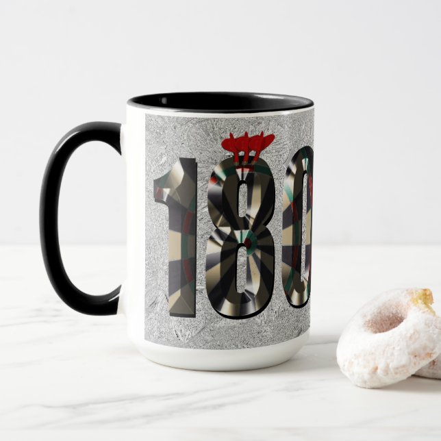 Taza "180 en 3D: La última dimensión de los dardos" (Con donut)