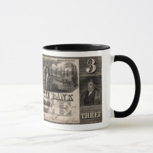 Taza 1837 Lafayette Bank: Nota de tres dólares