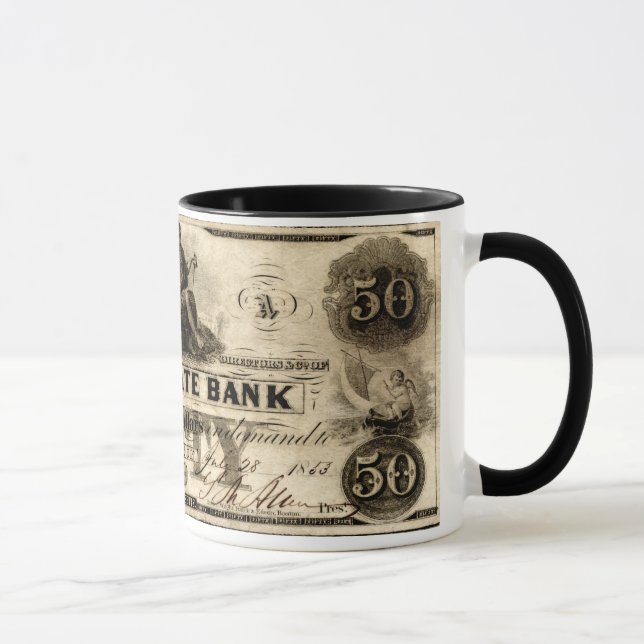 Taza 1853 Cochituate 50 Dólares Nota (Derecha)