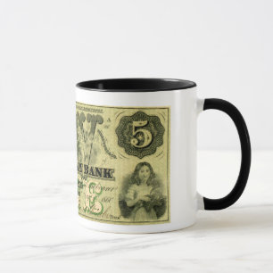 Taza 1860 Hingham Massachusetts Five Dollar Note
