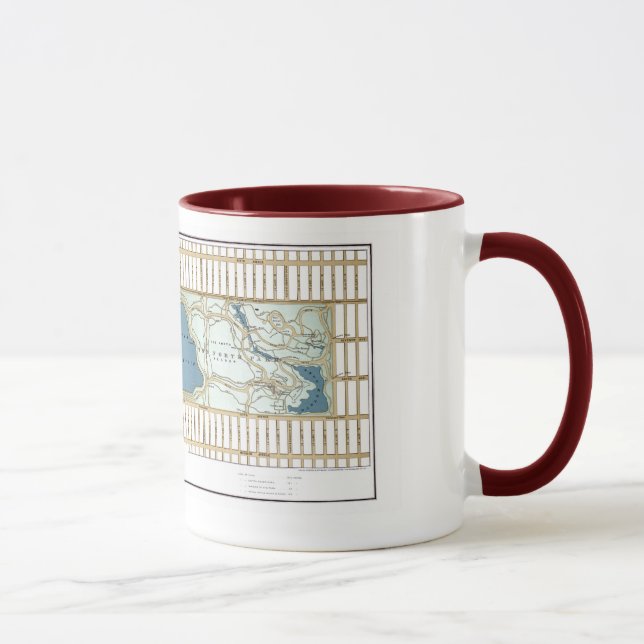 Taza 1875 mapa del Central Park, New York City (Derecha)
