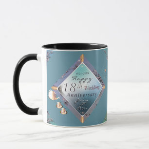 Taza 18.ª porcelana, ojo de gato, aniversario acquamari