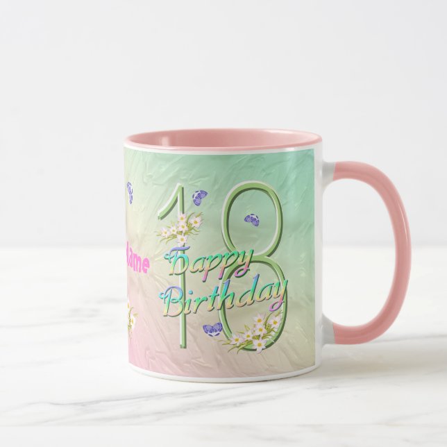 Taza 18.º cumpleaños mariposa en el Jardín (Derecha)