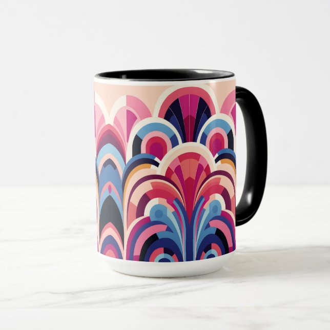 Taza 1920 Retro Art Deco Rosa, Púrpura, Azul Moderno (Anverso derecho)