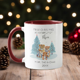 Taza 1.ᵉʳ Navidad de 3 leones acuarelas