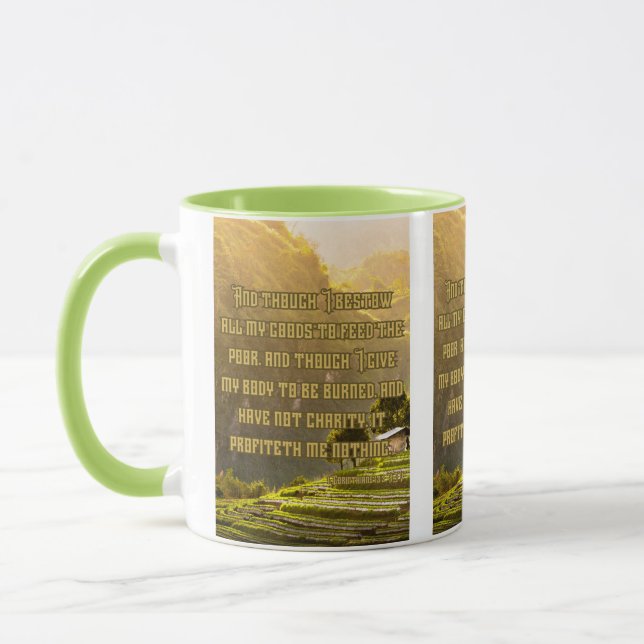 Taza 1 Corintios 13:3 KJV Biblia Verse Pic Dos Tono (Izquierda)