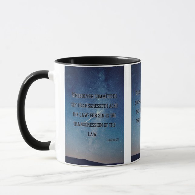 Taza 1 John 3:4 KJV Biblia Verse Pic Mug De Dos Tones (Izquierda)