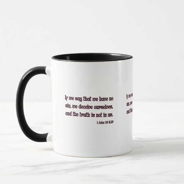 Taza 1 Juan 1:8 KJV Biblia Verse Mug de dos tonos (Izquierda)