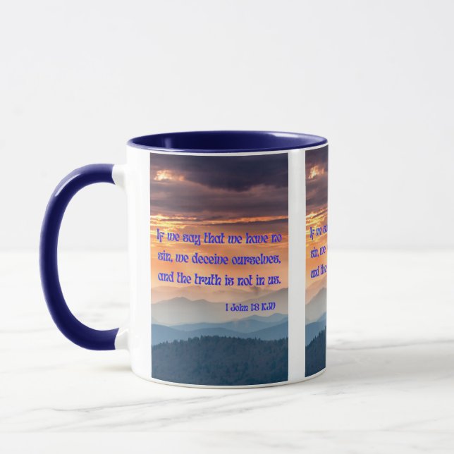 Taza 1 Juan 1:8 KJV Biblia Verse Pic Mug De Dos Tones (Izquierda)