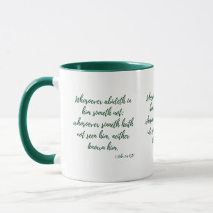 Taza 1 Juan 3:6 KJV Biblia Verse Two-Tone